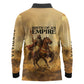 Sundiata Keita Long Sleeve Polo Shirt with Kirina 1235 Battle Map, Horseback Warrior and Birth of an Empire Design - African Pride