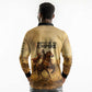 Sundiata Keita Long Sleeve Polo Shirt with Kirina 1235 Battle Map, Horseback Warrior and Birth of an Empire Design - African Pride