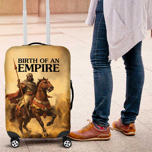 Sundiata Keita Luggage Cover with Kirina 1235 Battle Map, Horseback Warrior and Birth of an Empire Design - African Pride