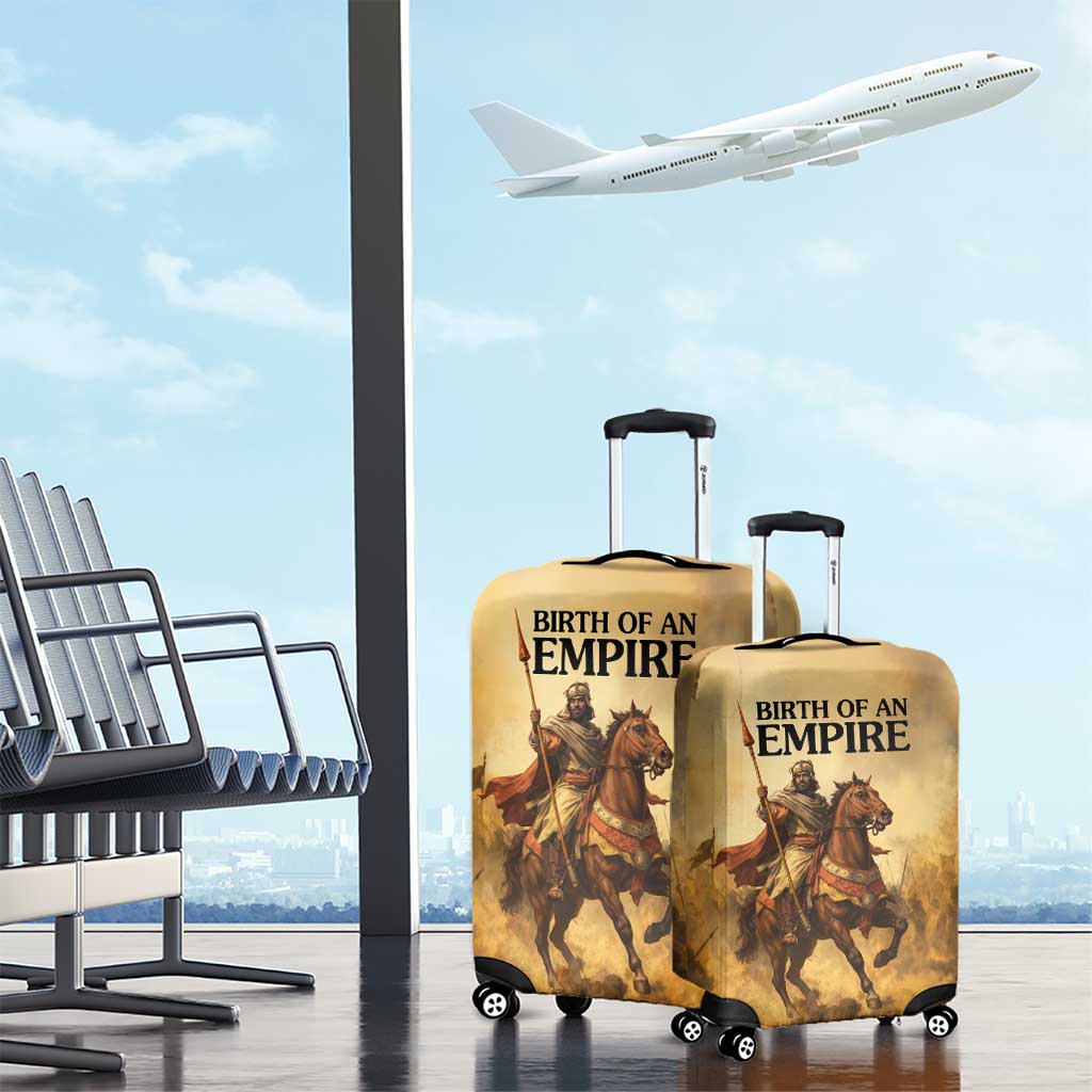Sundiata Keita Luggage Cover with Kirina 1235 Battle Map, Horseback Warrior and Birth of an Empire Design - African Pride
