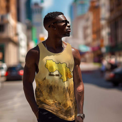 Sundiata Keita Men Tank Top with Kirina 1235 Battle Map, Horseback Warrior and Birth of an Empire Design - African Pride
