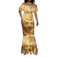 Sundiata Keita Mermaid Dress with Kirina 1235 Battle Map, Horseback Warrior and Birth of an Empire Design - African Pride