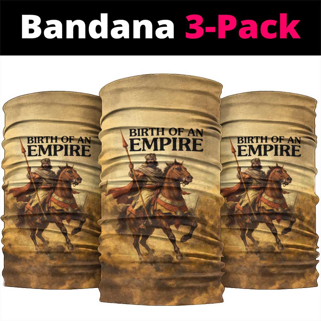 Sundiata Keita Neck Gaiter with Kirina 1235 Battle Map, Horseback Warrior and Birth of an Empire Design - African Pride