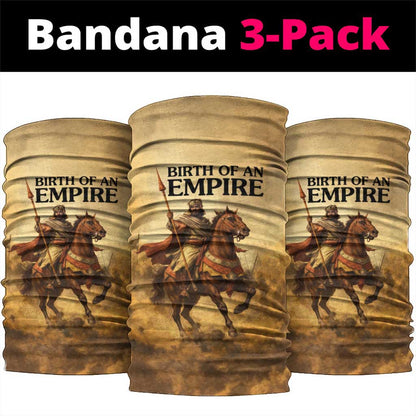 Sundiata Keita Neck Gaiter with Kirina 1235 Battle Map, Horseback Warrior and Birth of an Empire Design - African Pride