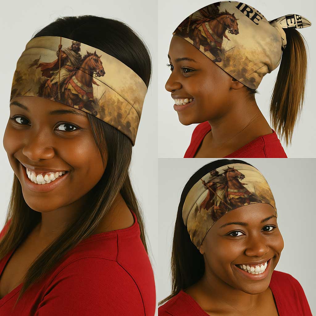 Sundiata Keita Neck Gaiter with Kirina 1235 Battle Map, Horseback Warrior and Birth of an Empire Design - African Pride