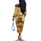 Sundiata Keita Off The Shoulder Long Sleeve Dress with Kirina 1235 Battle Map, Horseback Warrior and Birth of an Empire Design - African Pride