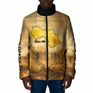 Sundiata Keita Padded Jacket with Kirina 1235 Battle Map, Horseback Warrior and Birth of an Empire Design - African Pride