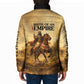 Sundiata Keita Padded Jacket with Kirina 1235 Battle Map, Horseback Warrior and Birth of an Empire Design - African Pride