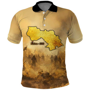 Sundiata Keita Polo Shirt with Kirina 1235 Battle Map, Horseback Warrior and Birth of an Empire Design - African Pride