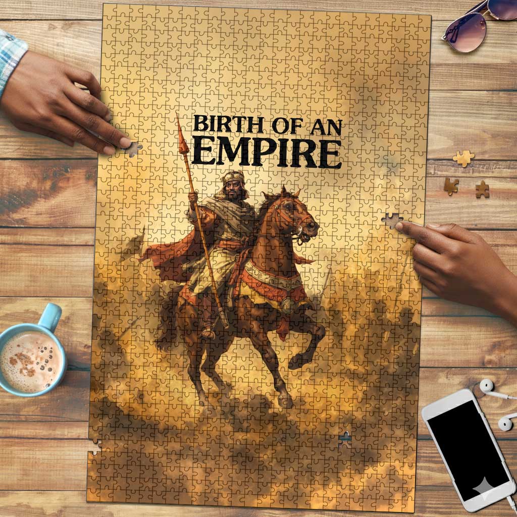 Sundiata Keita Puzzle with Kirina 1235 Battle Map, Horseback Warrior and Birth of an Empire Design - African Pride