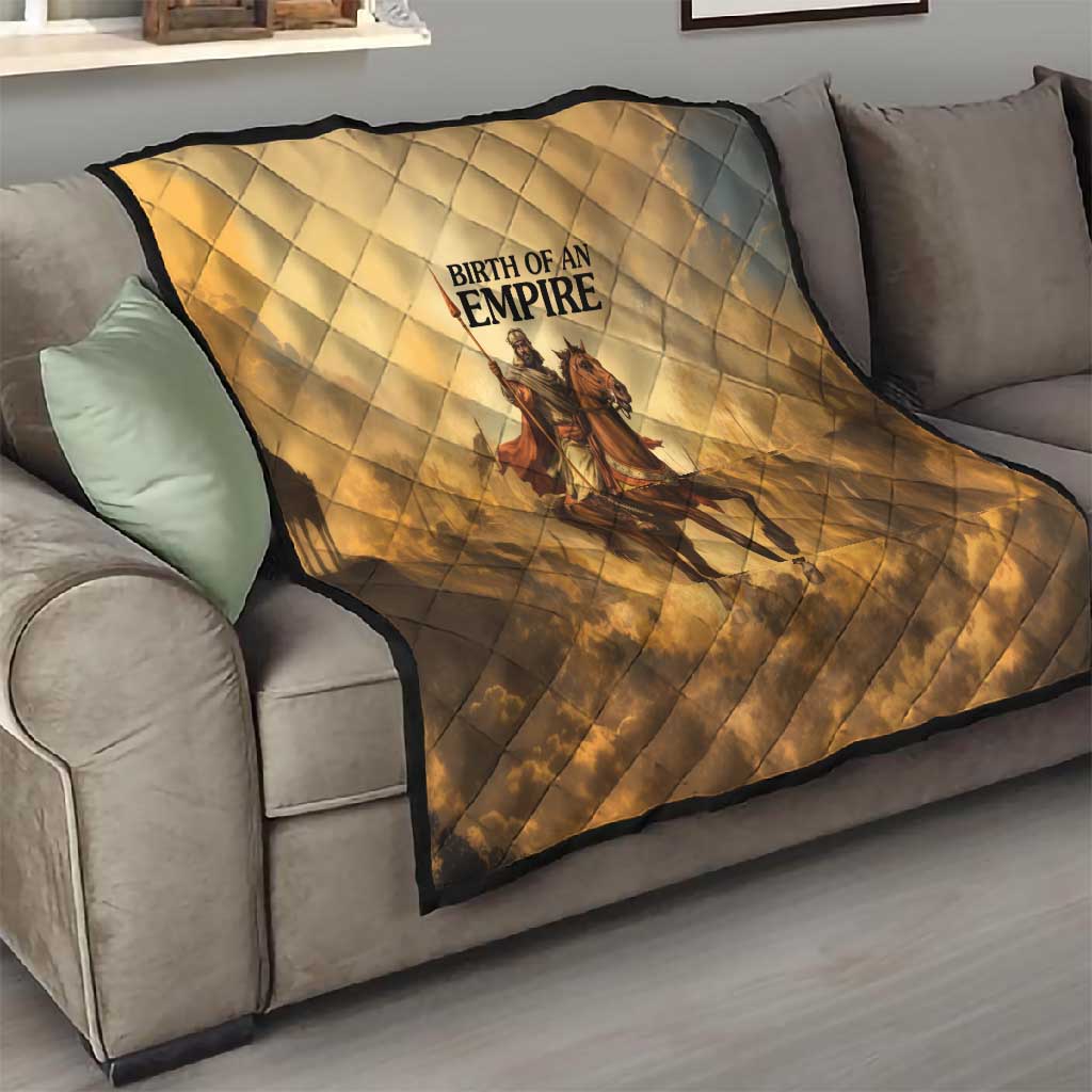Sundiata Keita Quilt with Kirina 1235 Battle Map, Horseback Warrior and Birth of an Empire Design - African Pride