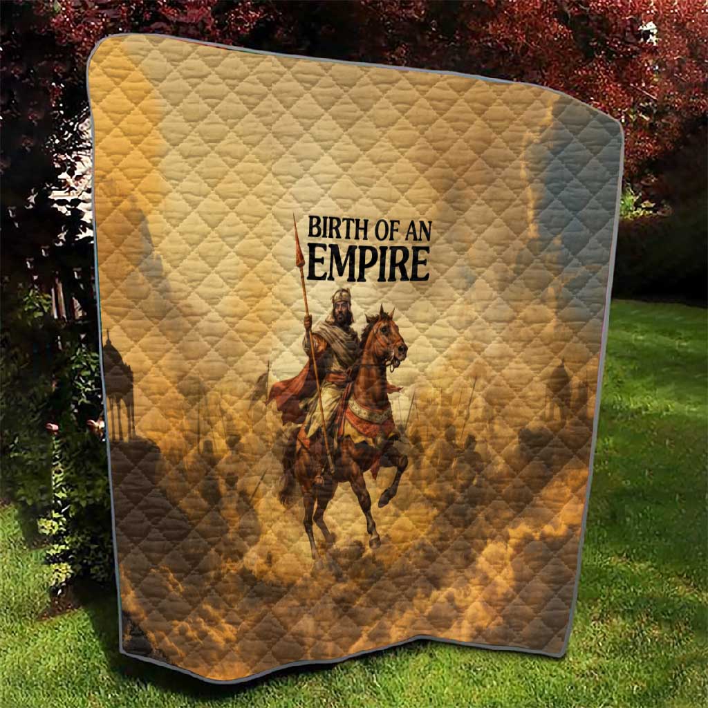 Sundiata Keita Quilt with Kirina 1235 Battle Map, Horseback Warrior and Birth of an Empire Design - African Pride