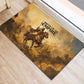 Sundiata Keita Rubber Doormat with Kirina 1235 Battle Map, Horseback Warrior and Birth of an Empire Design - African Pride