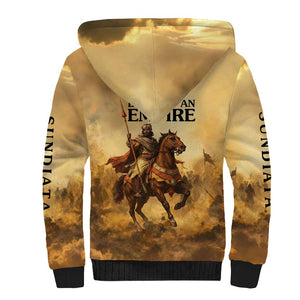Sundiata Keita Sherpa Hoodie with Kirina 1235 Battle Map, Horseback Warrior and Birth of an Empire Design - African Pride