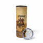 Sundiata Keita Skinny Tumbler with Kirina 1235 Battle Map, Horseback Warrior and Birth of an Empire Design - African Pride