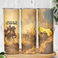 Sundiata Keita Skinny Tumbler with Kirina 1235 Battle Map, Horseback Warrior and Birth of an Empire Design - African Pride