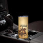 Sundiata Keita Skinny Tumbler with Kirina 1235 Battle Map, Horseback Warrior and Birth of an Empire Design - African Pride