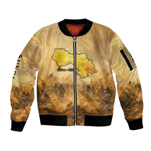 Sundiata Keita Sleeve Zip Bomber Jacket with Kirina 1235 Battle Map, Horseback Warrior and Birth of an Empire Design - African Pride