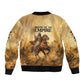 Sundiata Keita Sleeve Zip Bomber Jacket with Kirina 1235 Battle Map, Horseback Warrior and Birth of an Empire Design - African Pride
