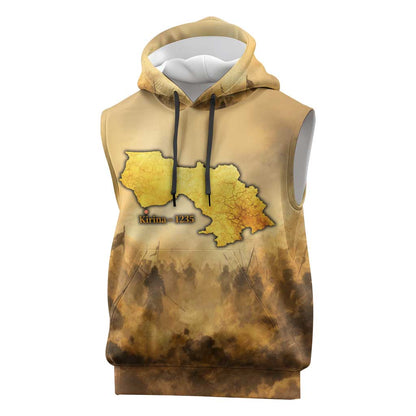 Sundiata Keita Sleeveless Hoodie with Kirina 1235 Battle Map, Horseback Warrior and Birth of an Empire Design - African Pride