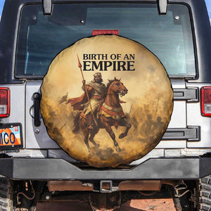 Sundiata Keita Spare Tire Cover with Kirina 1235 Battle Map, Horseback Warrior and Birth of an Empire Design - African Pride