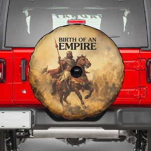 Sundiata Keita Spare Tire Cover with Kirina 1235 Battle Map, Horseback Warrior and Birth of an Empire Design - African Pride