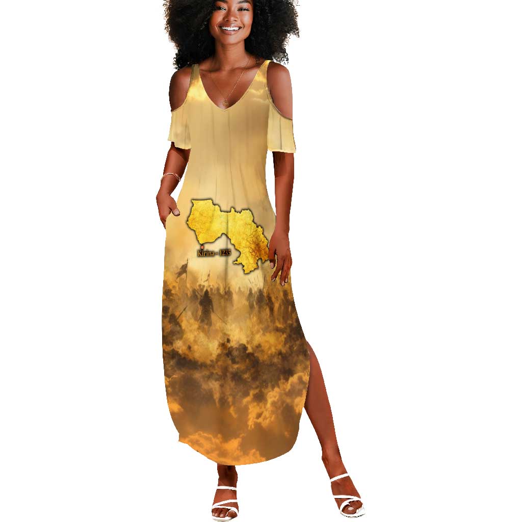 Sundiata Keita Summer Maxi Dress with Kirina 1235 Battle Map, Horseback Warrior and Birth of an Empire Design - African Pride