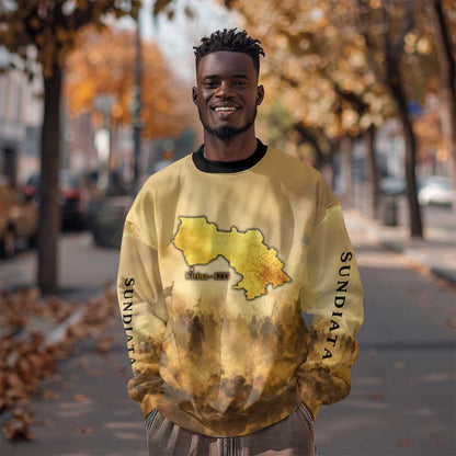 Sundiata Keita Sweatshirt with Kirina 1235 Battle Map, Horseback Warrior and Birth of an Empire Design - African Pride