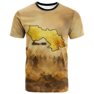 Sundiata Keita T shirt with Kirina 1235 Battle Map, Horseback Warrior and Birth of an Empire Design - African Pride