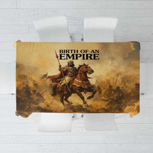 Sundiata Keita Tablecloth with Kirina 1235 Battle Map, Horseback Warrior and Birth of an Empire Design - African Pride