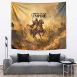 Sundiata Keita Tapestry with Kirina 1235 Battle Map, Horseback Warrior and Birth of an Empire Design - African Pride