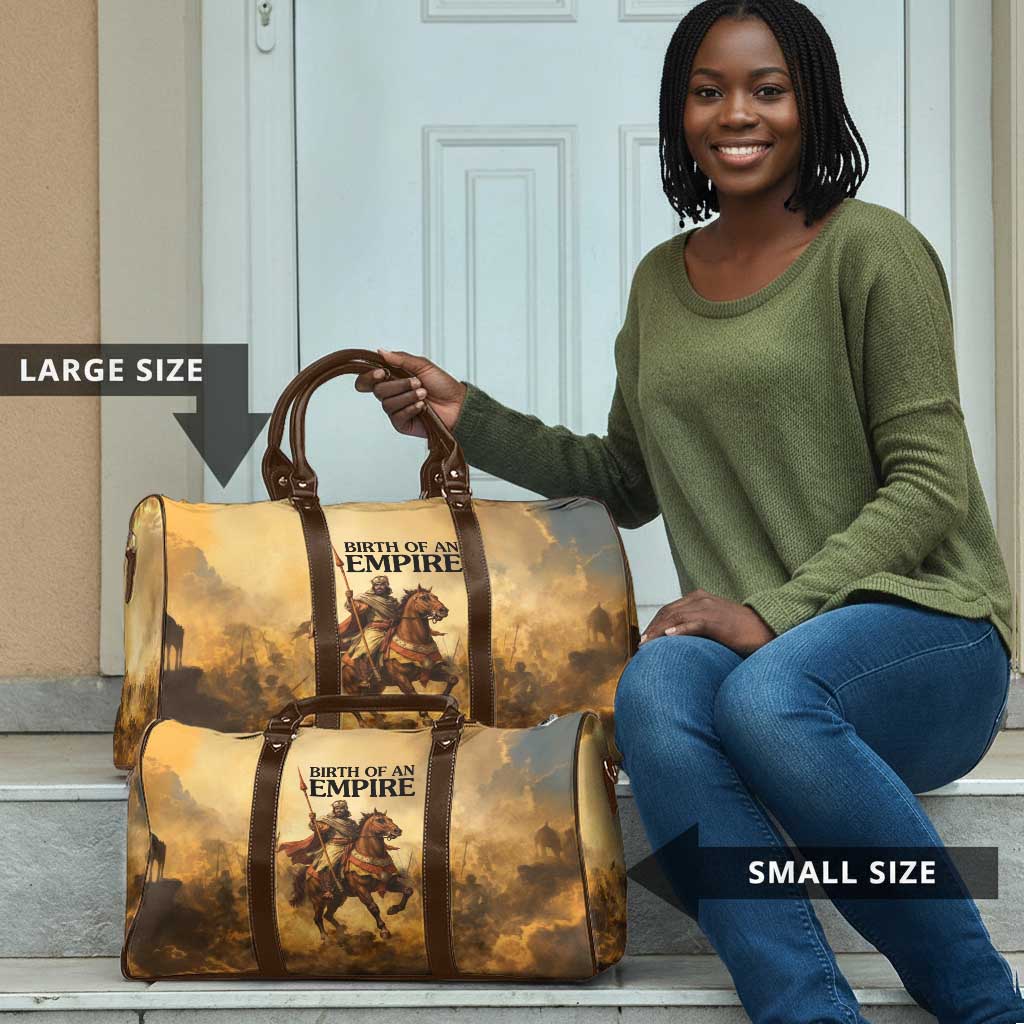 Sundiata Keita Travel Bag with Kirina 1235 Battle Map, Horseback Warrior and Birth of an Empire Design - African Pride