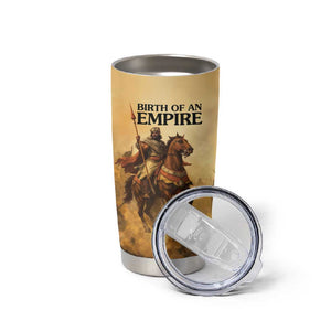 Sundiata Keita Tumbler Cup with Kirina 1235 Battle Map, Horseback Warrior and Birth of an Empire Design - African Pride