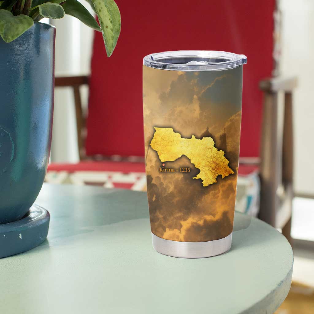 Sundiata Keita Tumbler Cup with Kirina 1235 Battle Map, Horseback Warrior and Birth of an Empire Design - African Pride