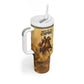 Sundiata Keita Tumbler With Handle with Kirina 1235 Battle Map, Horseback Warrior and Birth of an Empire Design - African Pride