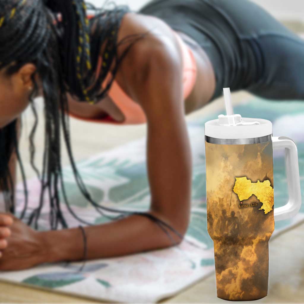 Sundiata Keita Tumbler With Handle with Kirina 1235 Battle Map, Horseback Warrior and Birth of an Empire Design - African Pride