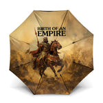 Sundiata Keita Umbrella with Kirina 1235 Battle Map, Horseback Warrior and Birth of an Empire Design - African Pride