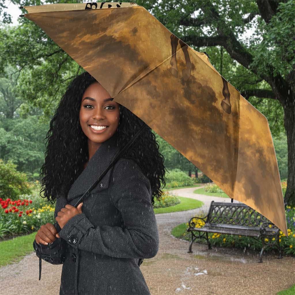 Sundiata Keita Umbrella with Kirina 1235 Battle Map, Horseback Warrior and Birth of an Empire Design - African Pride