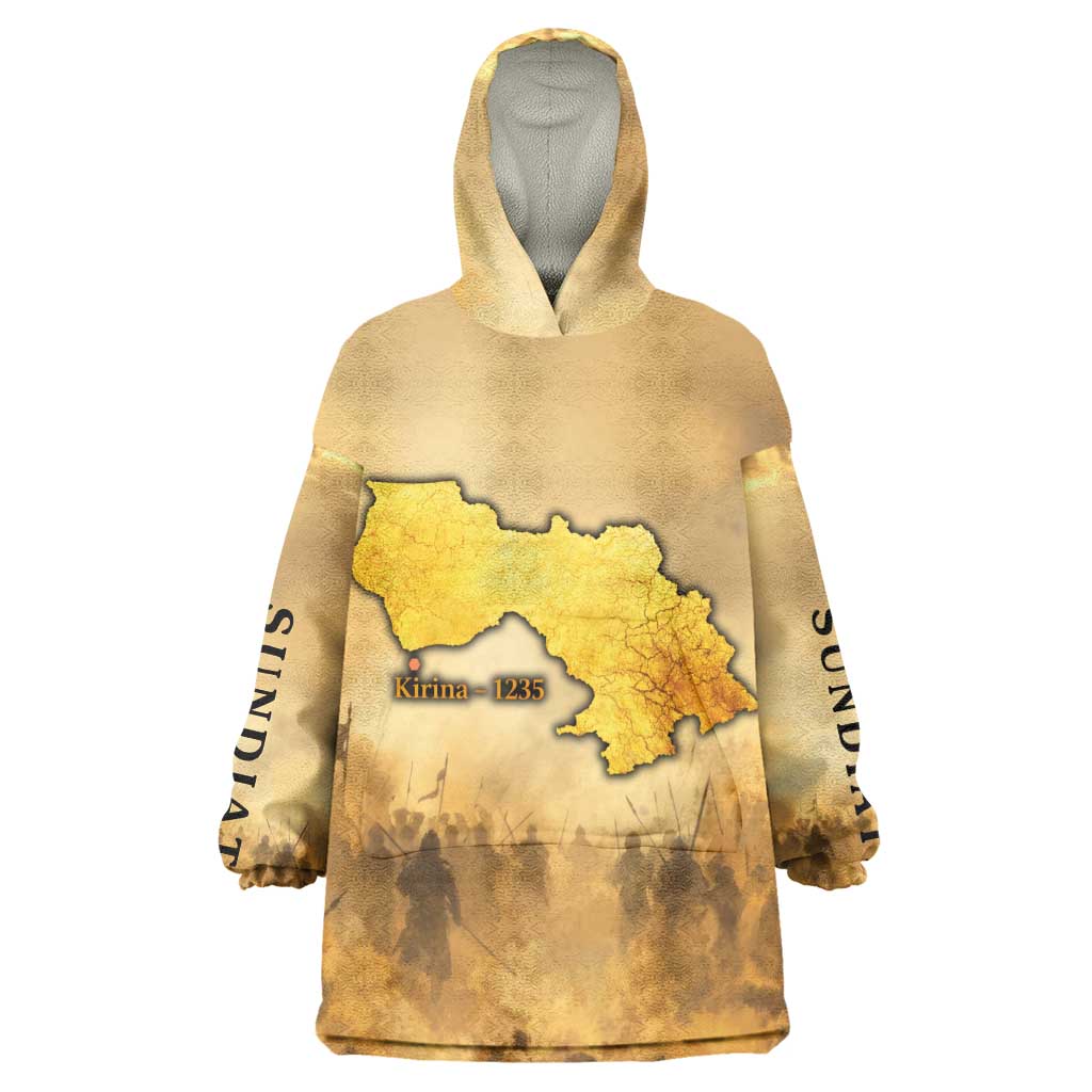 Sundiata Keita Wearable Blanket Hoodie with Kirina 1235 Battle Map, Horseback Warrior and Birth of an Empire Design - African Pride