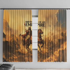 Sundiata Keita Window Curtain with Kirina 1235 Battle Map, Horseback Warrior and Birth of an Empire Design - African Pride