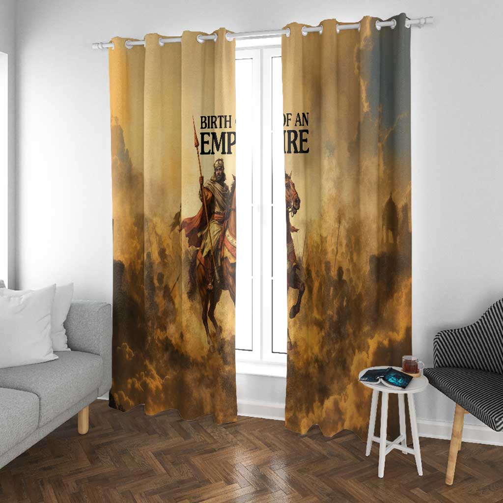 Sundiata Keita Window Curtain with Kirina 1235 Battle Map, Horseback Warrior and Birth of an Empire Design - African Pride