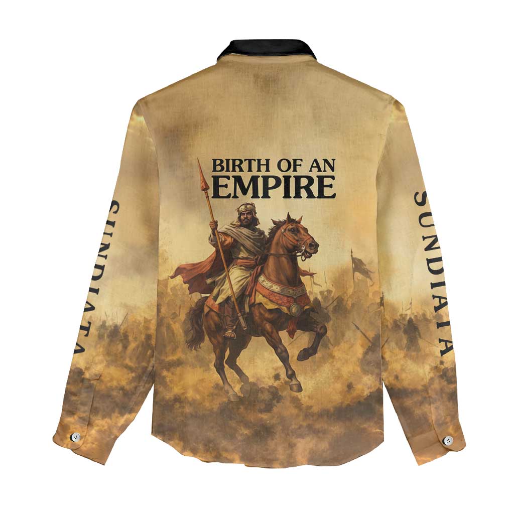Sundiata Keita Women Casual Shirt with Kirina 1235 Battle Map, Horseback Warrior and Birth of an Empire Design - African Pride