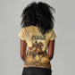 Sundiata Keita Women V-Neck T-Shirt with Kirina 1235 Battle Map, Horseback Warrior and Birth of an Empire Design - African Pride