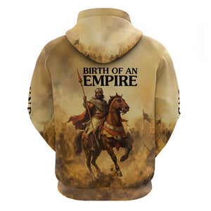 Sundiata Keita Zip Hoodie with Kirina 1235 Battle Map, Horseback Warrior and Birth of an Empire Design - African Pride