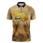 Sundiata Keita Zipper Polo Shirt with Kirina 1235 Battle Map, Horseback Warrior and Birth of an Empire Design - African Pride