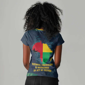 Amilcar Cabral Women V-Neck T-Shirt Guinea-Bissau African National Liberation Leader - Cultural Resistance Tribute - African Pride