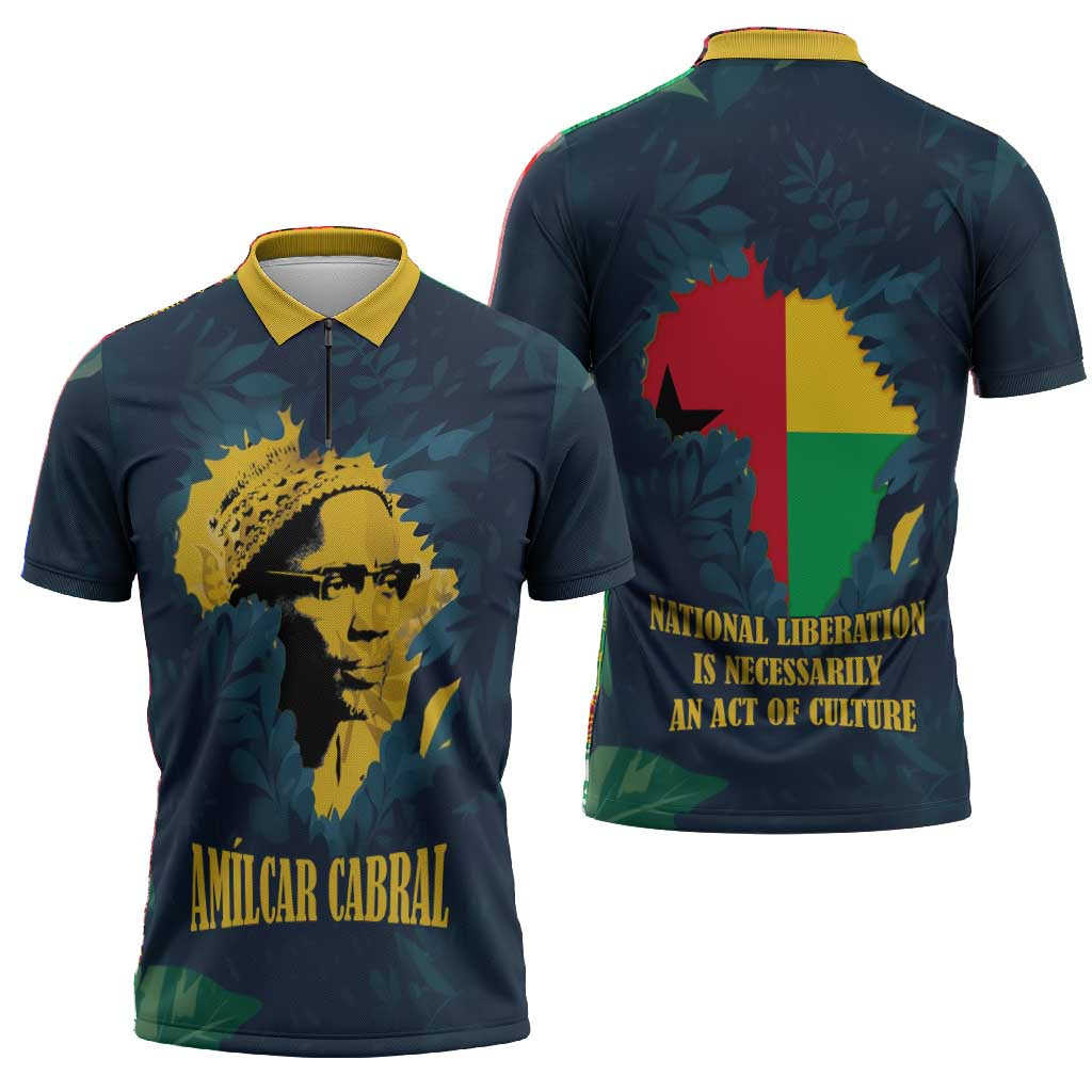 Amilcar Cabral Zipper Polo Shirt Guinea-Bissau African National Liberation Leader - Cultural Resistance Tribute - African Pride