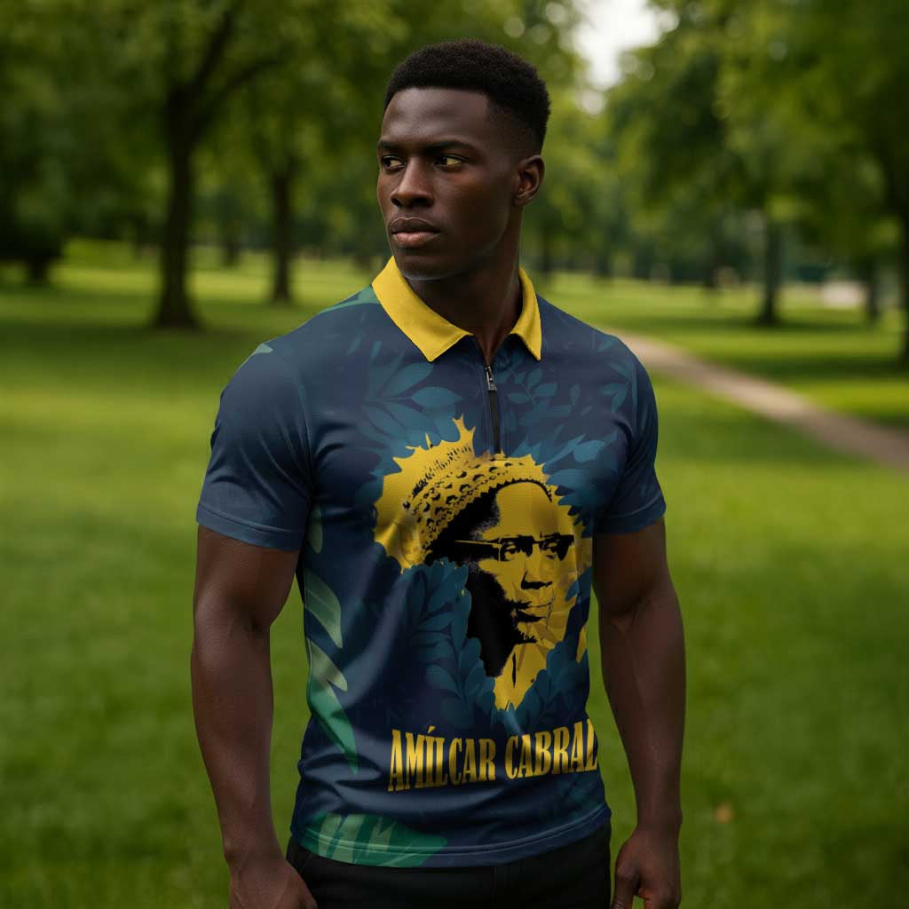 Amilcar Cabral Zipper Polo Shirt Guinea-Bissau African National Liberation Leader - Cultural Resistance Tribute - African Pride