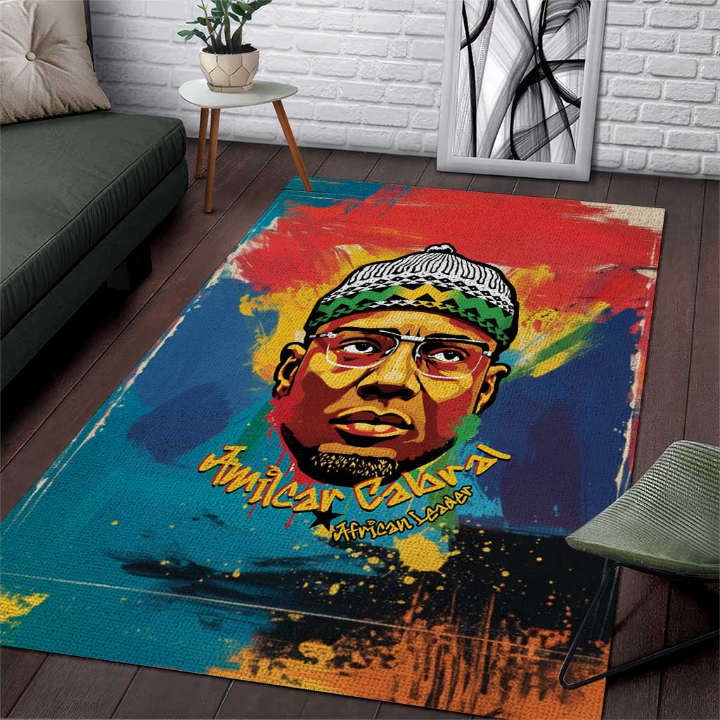 Amilcar Cabral Area Rug Armed Activist Quote Raised Fist African Liberation Tribute - Colorful Paint Stroke - African Pride