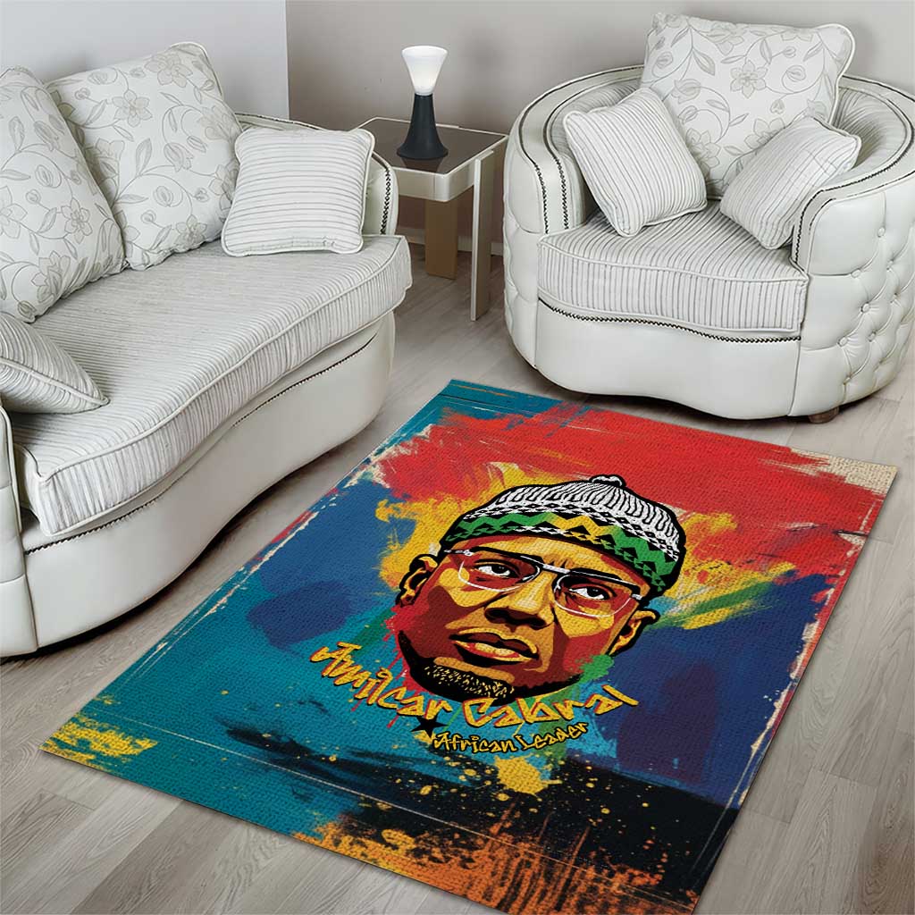 Amilcar Cabral Area Rug Armed Activist Quote Raised Fist African Liberation Tribute - Colorful Paint Stroke - African Pride